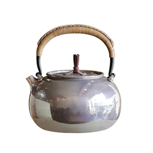 纯银时代 真锅静良足银999烧水壶家用煮茶银壶紫皮一张银打760ml