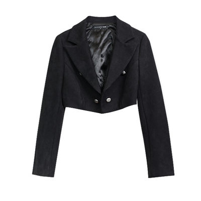 鹿皮绒秋冬修身休闲长袖短款外套