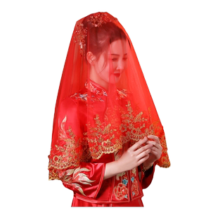 红盖头新娘结婚盖头红色头纱秀禾高级头巾婚礼纱巾高档新娘子2026