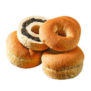 康泉贝果全麦面包低无糖精脂黑芝麻欧包早餐健身轻食饱腹代餐食品