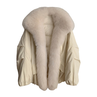 晨露星序/可拆卸狐狸毛领 90白鹅绒羽绒服2025冬皮草外套派克服女