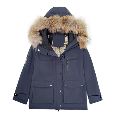 梵朵大码女装15241冬季韩版设计毛领羽绒服宽松工装加厚派克外套