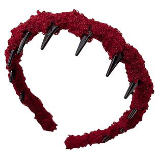 新年红色发饰毛绒波浪儿童发箍女2026新款高颅顶带齿洗脸发卡头饰