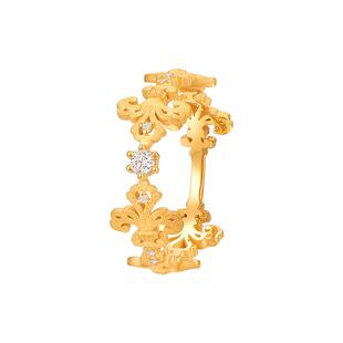 【商场同款】莱绅通灵传世金1855鸢尾花黄金足金钻石戒指明星同款