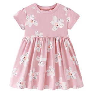 malwee儿童连衣裙夏装新款欧美中小童休闲圆领可爱短袖洋气公主裙