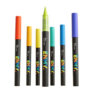 恩米小黑盒直液式丙烯马克笔单支软头补色专用单色单只80色补充不透色可叠色可水洗水彩笔涂色美术绘画笔Enmy