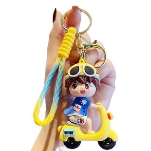 创意电动车钥匙扣女可爱情侣钥匙链挂件学生书包挂饰卡通小礼物