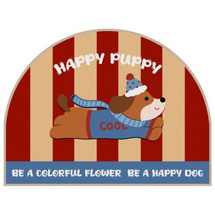 圈绒卡通入户门地垫可爱半圆地毯门垫绒面入门口红色喜庆进门脚垫