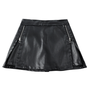 皮裙裤女2025秋冬新款高腰pu皮短裤裙时尚防走光假两件半身a字裙