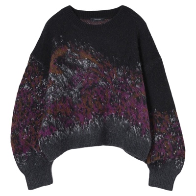 JEANASIS毛衣女2025冬季新款宽松小众撞色编织衫610575