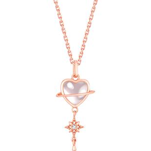 SIMPLEJOYS简单快乐 白猫眼爱心星球项链女s925银原创设计锁骨链