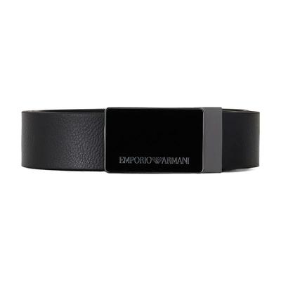 阿玛尼印花LOGO粒纹皮革