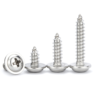 304不锈钢十字圆头带垫自攻 盘头自攻螺丝钉自带垫木螺丝M3M4M5M6