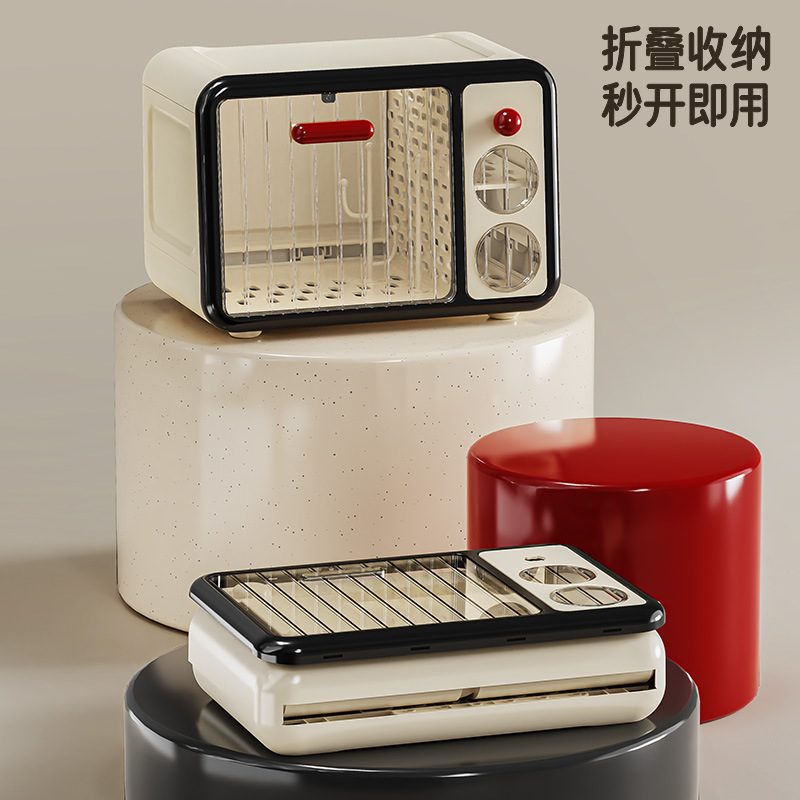 多功能奶瓶沥水收纳架桌面置物架分层水杯防尘宝宝箱收纳餐具小型