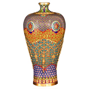 张向东作品景泰蓝花瓶25寸《梅尊》北京手工古法制作铜胎珐琅摆件
