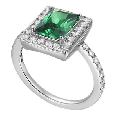 sunshifen祖母绿色方钻锆石戒指