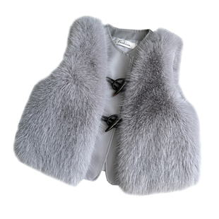 儿童皮草马甲秋冬季男女童狐狸毛毛马夹外套女孩加厚外穿坎肩背心
