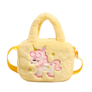 可爱毛绒包包儿童马年压岁钱包包女孩2026新款过年的单肩斜挎包包