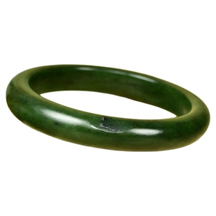 紫润轩新疆和田玉碧玉籽料手镯菠菜绿高油哑光留皮61 5天籽镯珍品