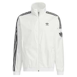 阿迪达斯三叶草男女白色立领夹克夏季休闲跑步运动宽松外套JI7535