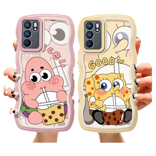 适用OPPO Reno6手机壳卡通学生PEPM00个性硅胶opop reno6pro保护套ins风PEQM00搞怪可爱女oppireon6海绵宝宝