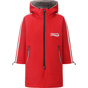 加厚儿童浴袍游泳冬训大衣青少年保暖起水服珊瑚绒吸水比赛防寒服