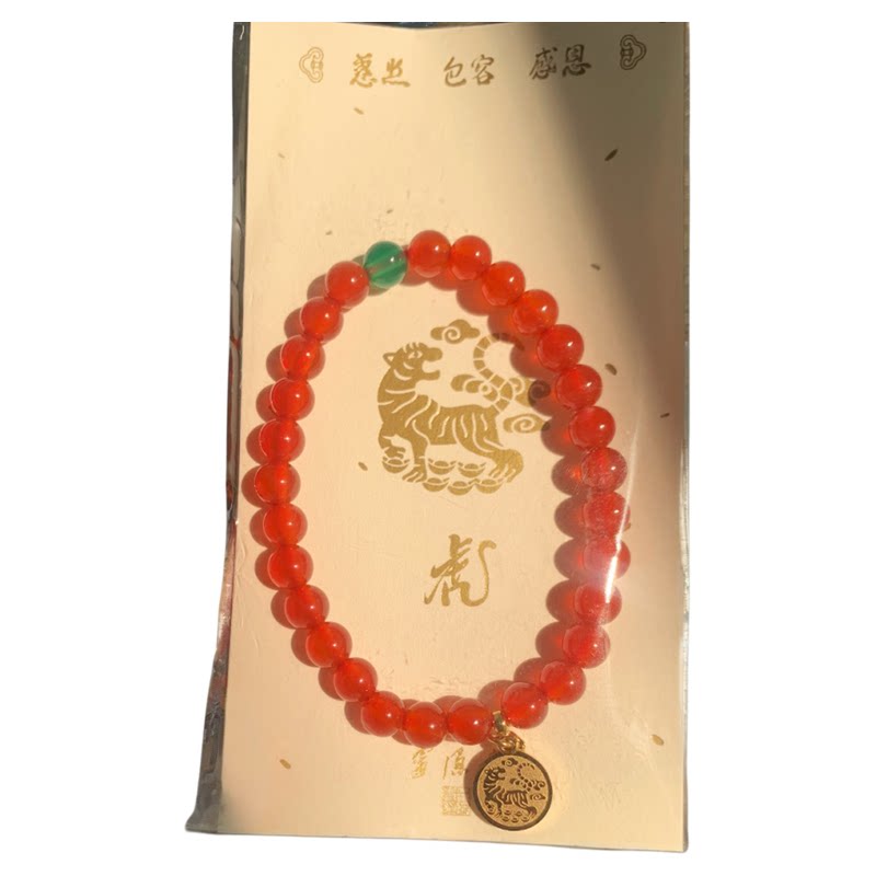杭州灵隐马年手串红玛瑙十二生肖纯银小珠朱砂佛珠伴手礼天然手链