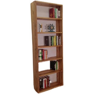 定制老榆木松木书架纯实木经济型组装满墙拼接书柜异形落地置物架