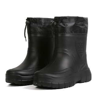 泡沫加绒雨靴男士短筒加棉雨鞋冬季保暖水鞋女士防滑胶鞋超轻水靴