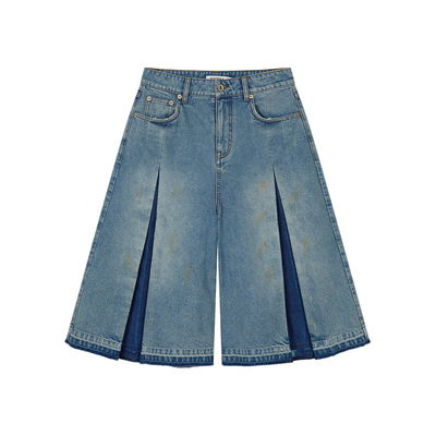 UOOYAA/乌丫褶裥牛仔中裤