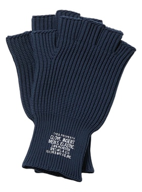 N.HOOLYWOOD FINGERLESS GLOVES 螺纹针织蓝灰色露指手套9242AC03