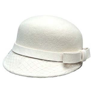 黑色羊毛呢骑士帽子女2025款秋冬蝴蝶结小香风格礼帽显脸小马术帽