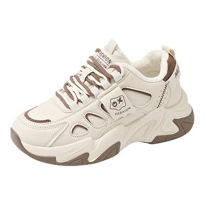 踩屎感真皮棉鞋女加绒老爹鞋