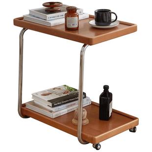 源氏木语西物实木边几C型沙发侧边桌小户型实木双层可移动小茶几