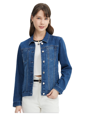 波顿牛仔外套女2026春秋新款大码高端美式复古经典百搭上衣夹克