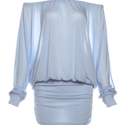 垂感设计一字领美背长袖连衣裙女