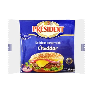 总统芝士片200g法国进口 汉堡三明治用棒棒奶酪早餐烘焙食品包装