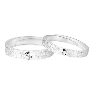 999纯银碎冰冰戒指男女素圈情侣对戒轻奢小众设计感送女朋友礼物