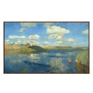 新品 伊萨克·列维坦《湖》风景静物现代简约装饰画客厅餐厅挂画
