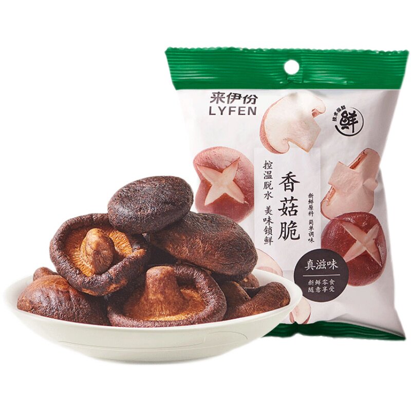 来伊份香菇脆50g果蔬脆干即食小吃蘑菇蔬菜干办公休闲零食来一份