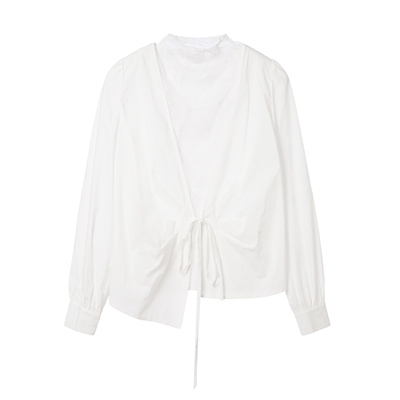 VIEA.ING薇迎商场同款法式千金风衬衫女2026春季新款蕾丝收腰上衣