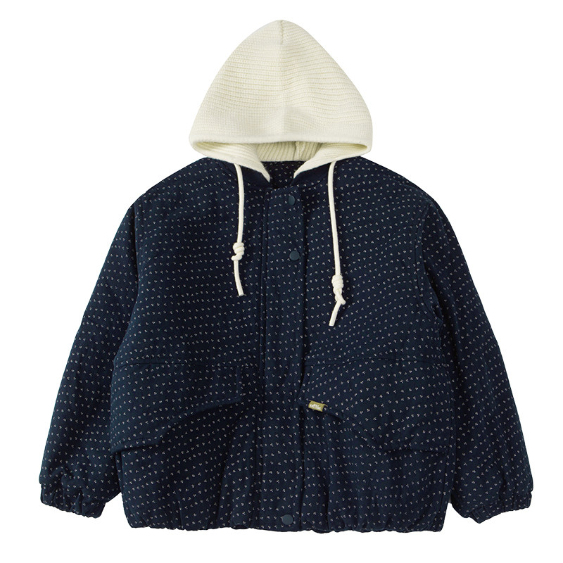 女童碎花加厚外套冬季新款儿童加绒棉袄中大童棉服休闲棉衣保暖