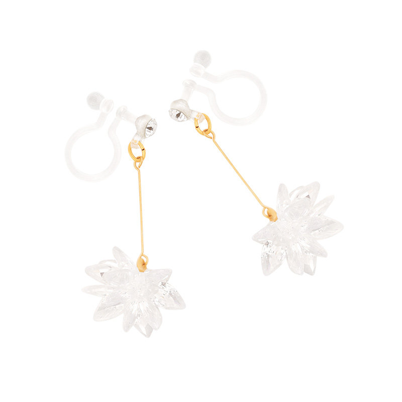 OSEWAYA耳夹雪花冰晶树脂高级感无耳洞耳环女新年礼物女气质耳饰