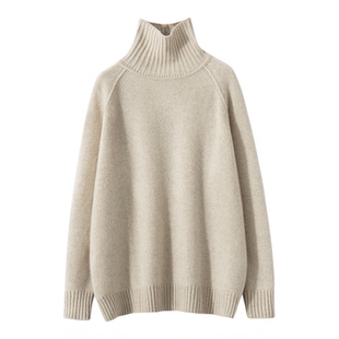 2025秋冬新款100%山羊绒高领宽松针织衫加厚保暖时尚百搭内搭毛衣