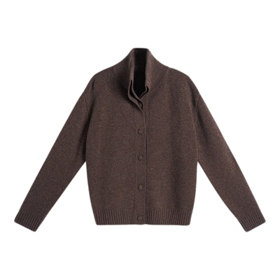 TOFOD 织秋 澳洲羊毛立领重磅针织毛衣开衫 老钱风针织外套