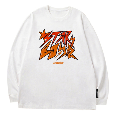 STA字母印花纯棉长袖T恤