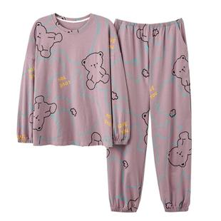 女士睡衣纯棉套装春秋款女家居服2025年新款长袖卡通可外穿秋冬