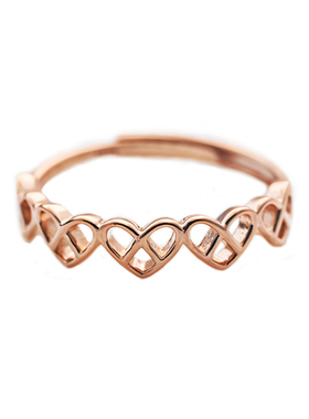 心形女纯银韩版戒指活口可调节