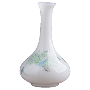 冰种玉瓷花开见福手绘小花瓶新中式客厅摆件插花家居装饰乔迁礼物