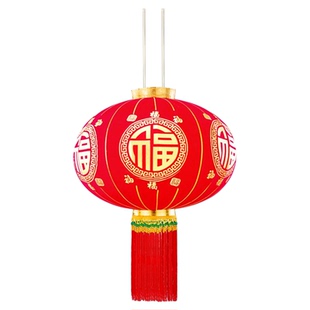 2026新款大红灯笼挂饰过年春节户外大门口阳台一对植绒红灯笼挂饰